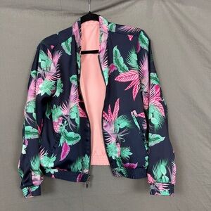 GAP reversible Women's Floral Bomber Jacket - Navy and Pink